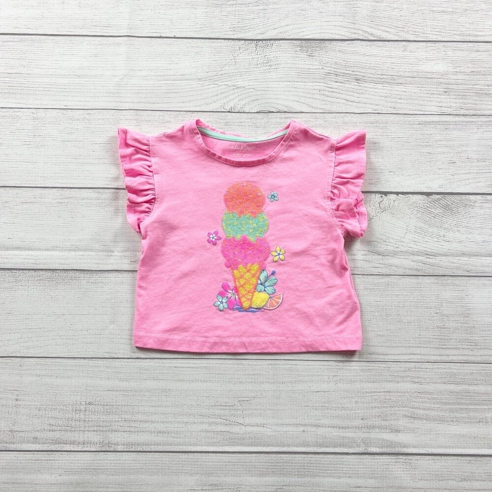 Isaac Mizrahi New York Girls Ice Cream T-Shirt Pink Ruffle Sleeve Graphic Tee 4